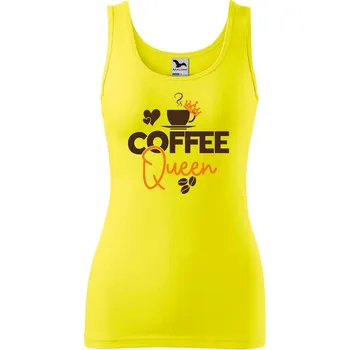 DOBRÝ TRIKO Dámské tílko s potiskem Coffee queen Velikost: L, Barva: Citrónová