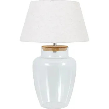 Lampička Stylová skleněná stolní lampa Clasico s nohou v podobě nádoby s válcovým bílým stínítkem 80 cm