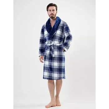 Pánský župan Filip - pánský župan šálový límec Vienetta, XL, modrá