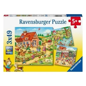 puzzle pro nejmenší RAVENSBURGER Puzzle Prázdniny na venkově 3x49 dílků
