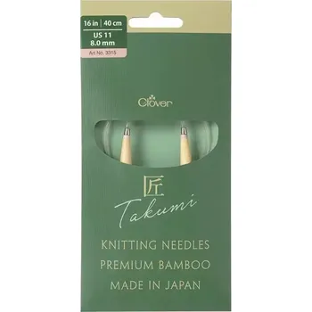 Jehlice Clover kruhové otočné fixní jehlice Pro Takumi 40cm 8mm (Clover Circular knitting needles PRO Takumi)