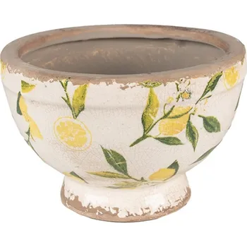 Obal na květináč Béžový keramický obal na květináč s citróny Rebekka S – 17x11 cm