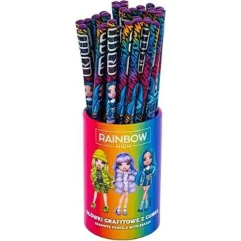 Set školních potřeb Ołówki trójkątne HB z gumką Rainbow High (36szt)