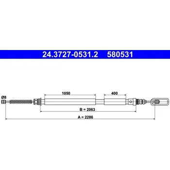 Lanko parkovací brzdy Tažné lanko, parkovací brzda ATE 24.3727-0531.2