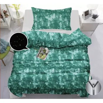 Povlečení TOTÁLNÍ MASAKR CEN ! BAVLNĚNÉ POVLEČENÍ SVÍTÍCÍ - NOČNÍ OBLOHA - ZELENÉ 140x200/70x90