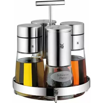 Kořenka WMF De Luxe sada mlýnků na sůl,pepř a dávkovače na ocet a olej