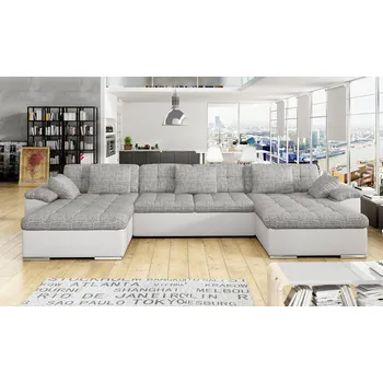 Sedací souprava Rozkládací rohová sedačka MIA U šedá melír / bílá