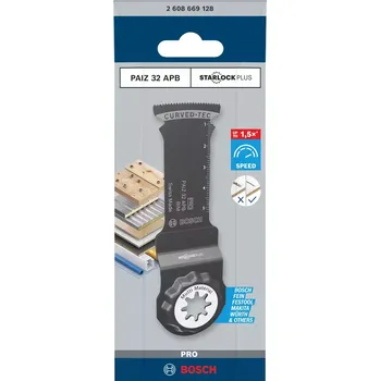 Pilový plátek Ponorný pilový list na dřevo s hřebíky, kovové sendvičové materiály, plastem potažené desky a plasty Bosch PRO PAIZ 32 APB - 32x60mm, StarlockPlus, pro multifunkční nářadí - oscilační brusku (2608669128)