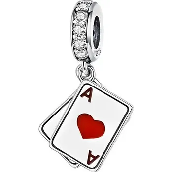 Přívěsek NUBIS® Stříbrný přívěsek korálek na náramek hrací karty - B0531