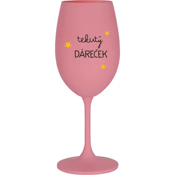 Sklenice TEKUTÝ DÁREČEK - růžová sklenice na víno 350 ml