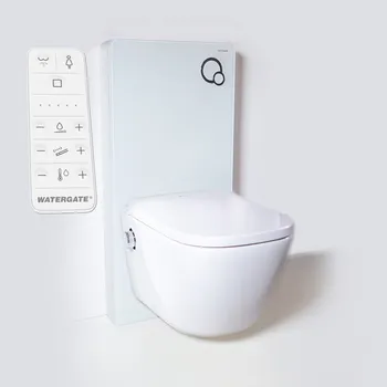 WC sada WATERGATE INTEGRA+ Comfort CUBE závěsná toaleta + WATERGATE KOMBI BLOCK WHITE WALL WC modul WG-KBWW250C