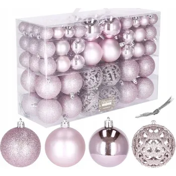 Vánoční ozdoba Springos CA0133 sada vánočních ozdob růžová 100 ks