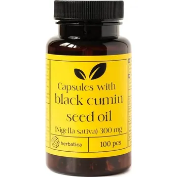 Rostlinný olej Herbatica Olej ze semen černého kmínu (Nigella sativa) v kapslích, 100 kapslí
