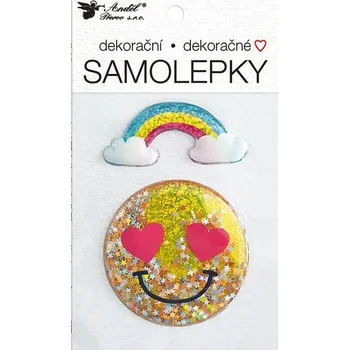 samolepka Samolepka Smajlík, plastická plněná třpytkami, 10.5x18cm (zn. AndělPřerov)