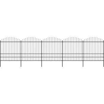 Plot vidaXL Zahradní plot s kopím nahoře ocelový 892,5 x 200 cm černý