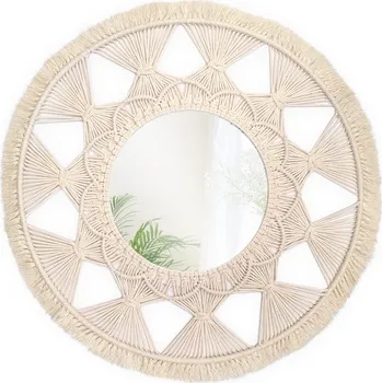 Zrcadlo Kulaté nástěnné zrcadlo BOHO 65 cm béžové