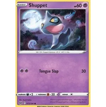 Volný čas Pokémon LOR 072/196 Shuppet - Lost Origin Stav: Near Mint, Verze: NORMAL