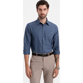 Pánská košile Pánská bavlněná košile REGULAR FIT s kapsou - modrá V3 OM-SHCS-0147 - S