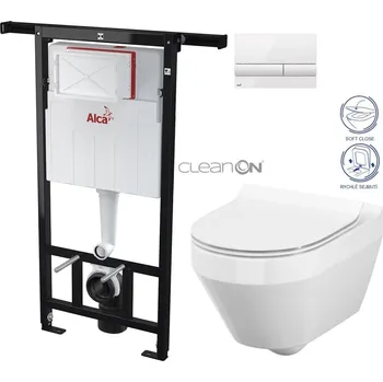 Předstěnový instalační systém s bílým tlačítkem M1710 + WC CERSANIT CLEANON CREA OVÁL + SEDÁTKO AM102/1120 M1710 CR1