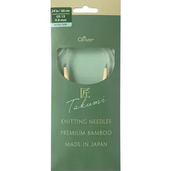 Jehlice Clover kruhové otočné fixní jehlice Pro Takumi 60cm 9mm (Clover Circular knitting needles PRO Takumi)