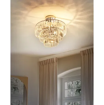 Lustr stříbrný kovový chromovaný povrch závěsná lampa skleněný křišťálový glamour styl obývací pokoj Beliani