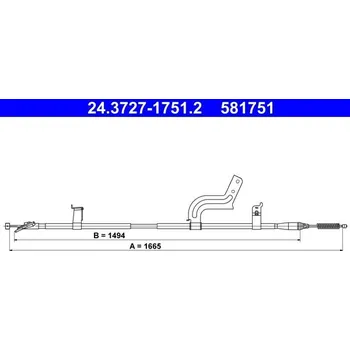 Lanko parkovací brzdy Tažné lanko, parkovací brzda ATE 24.3727-1751.2