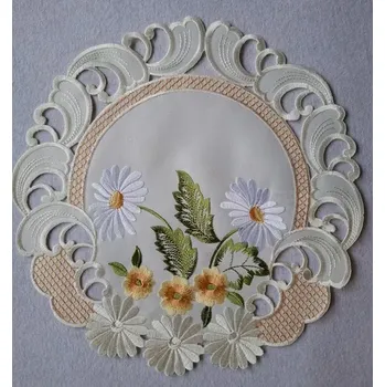 ubrus UBRUS * UBRUSY prům.30cm vyšívaný * Kopretina kvítek