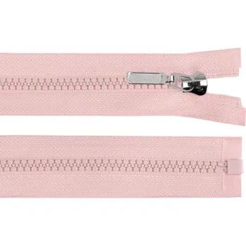 Zip Kostěný zip No 5 délka 60 cm s ozdobným jezdcem - pudrová