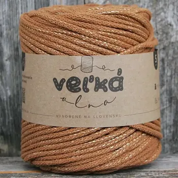 Příze Velká vlna Špagát 5mm Vánoční nugát s lurexem (Špagátová příze 5mm Vianočný nugát)