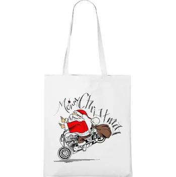 Nákupní taška DOBRÝ TRIKO Bavlněná taška s potiskem Santa na motorce Barva: Bílá