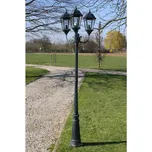 ZBXL Zahradní lampa Brighton se 3 rameny, 230 cm, tmavě zelená / černá