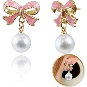 Náušnice Flamenco Mystique Náušnice visící, efektní perlové koule s mašličkami, k1691.