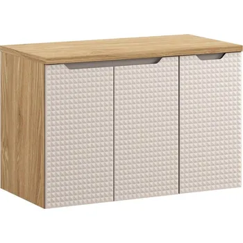 Policová skříň Závěsná skříňka pod umyvadlo Luxor Beige s deskou 90 cm béžová/dub olejovaný