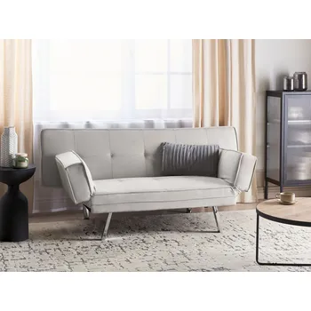 Pohovka Čalouněná rozkládací pohovka béžová s nastavitelnými opěrkami nábytek do obývacího pokoje Beliani