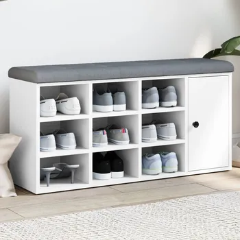 Zahradní lavice vidaXL Lavice s botníkem bílá 102 x 32 x 50 cm kompozitní dřevo