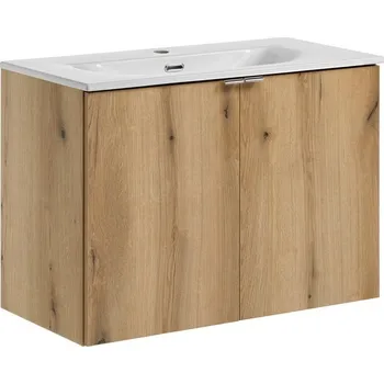 Policová skříň Závěsná skříňka Nova Oak I se zápustným umyvadlem 80 cm dub coast evoke