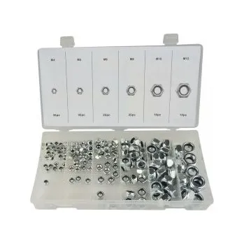 Autodíl Pojistné matice M4-M12, nylonové těsnění, 146 kusů