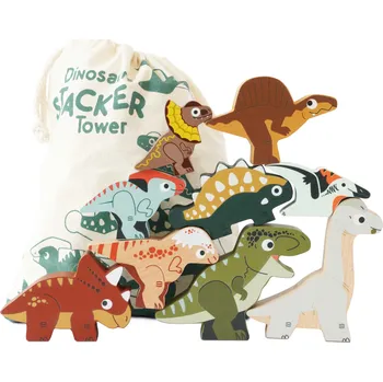 Dřevěná hračka Le Toy Van Skládací věž Dinosauři