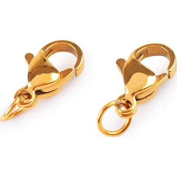 Karabinka se spojovacím kroužkem z nerezové oceli 7x10; 7x12 mm, barva 4 (7x12 mm) zlatá