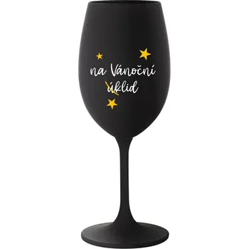 Sklenice NA VÁNOČNÍ ÚKLID - černá sklenice na víno 350 ml