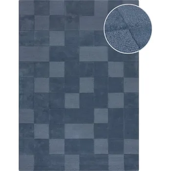Koberec Tmavě modrý ručně tkaný vlněný koberec 120x170 cm Checkerboard – Flair Rugs ID_1687458