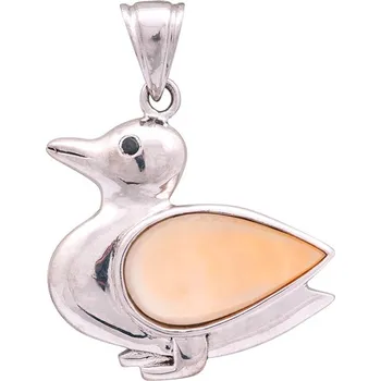 Přívěsek Stříbrný přívěsek s perletí a onyxem Ag 4,8 g pták