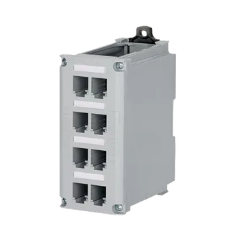 Elektrická zásuvka CDPP8RG-S 8mi portový držák na DIN lištu pro stíněné moduly Panduit MINI-COM, šedý