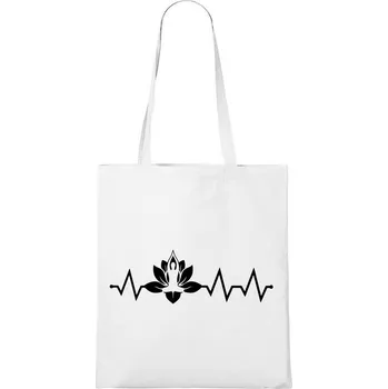 Nákupní taška DOBRÝ TRIKO Bavlněná taška s potiskem Tep jóga Barva: Bílá