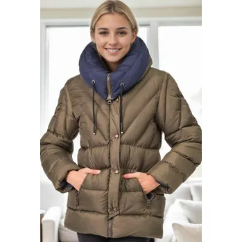 Dámské oblečení Z6683 DEWBERRY WOMEN'S COAT-KHAKI-1 dewberry hnědá 3224076