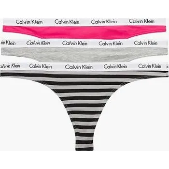 Kalhotky Dámská tanga Calvin Klein QD3587E 658 3 KUSY šedá XS
