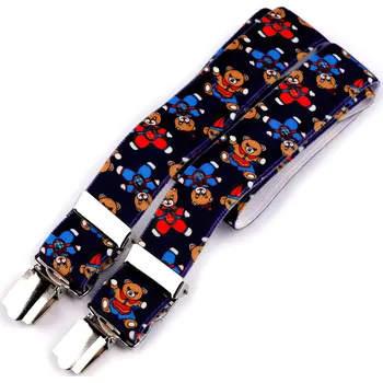 Kšandy Šle dětské, délka 60cm, šíře 2,5cm, tvar Y, MEDVĚDI tmavě modré, 650256/37