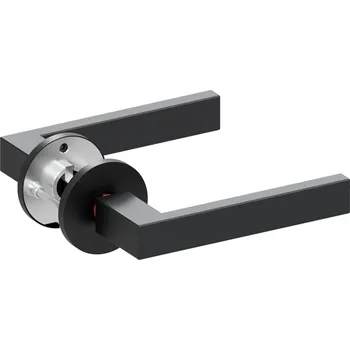 Dveřní kování Qolibri klika na dveře Smartbloc QH 1040 R na kulaté rozetě (černý satén) Zvolte variantu: Klika / Klika se zámkem (LEVÁ)