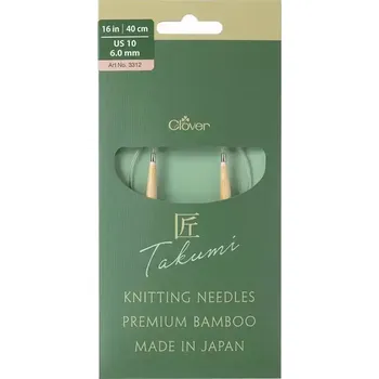 Jehlice Clover kruhové otočné fixní jehlice Pro Takumi 40cm 6mm (Clover Circular knitting needles PRO Takumi)