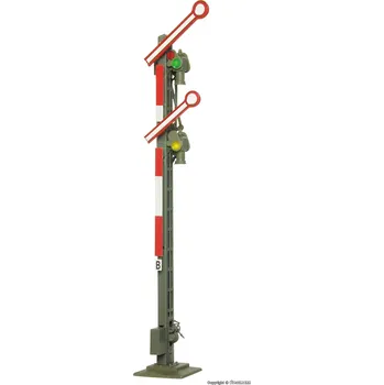 Modelová železnice H0 - Mechanické návěstidlo, dvouramenné, spřažené, úzký stožár / Viessmann 4531